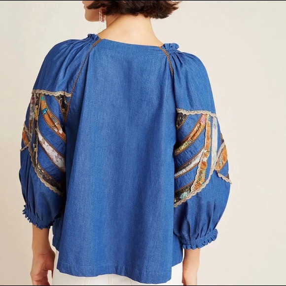 Anthropologie Ulla Patchwork Denim Blouse - Picture 4 of 9